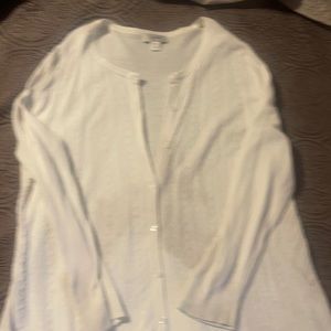 White button down cardigan sweater